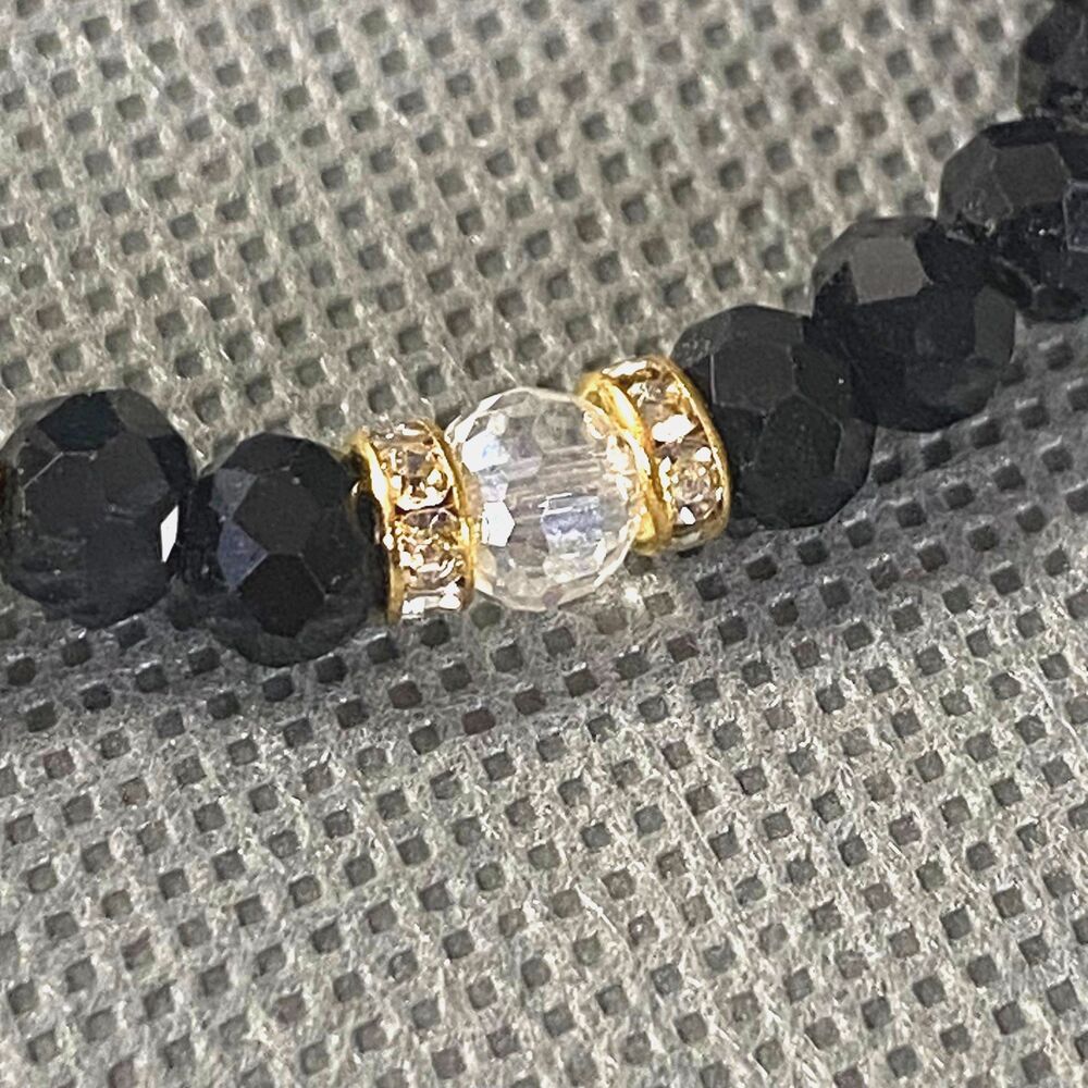 Metallic Black Cross Charm Bracelet Octagon Beads Multicolor Stretch - Picture 5 of 10